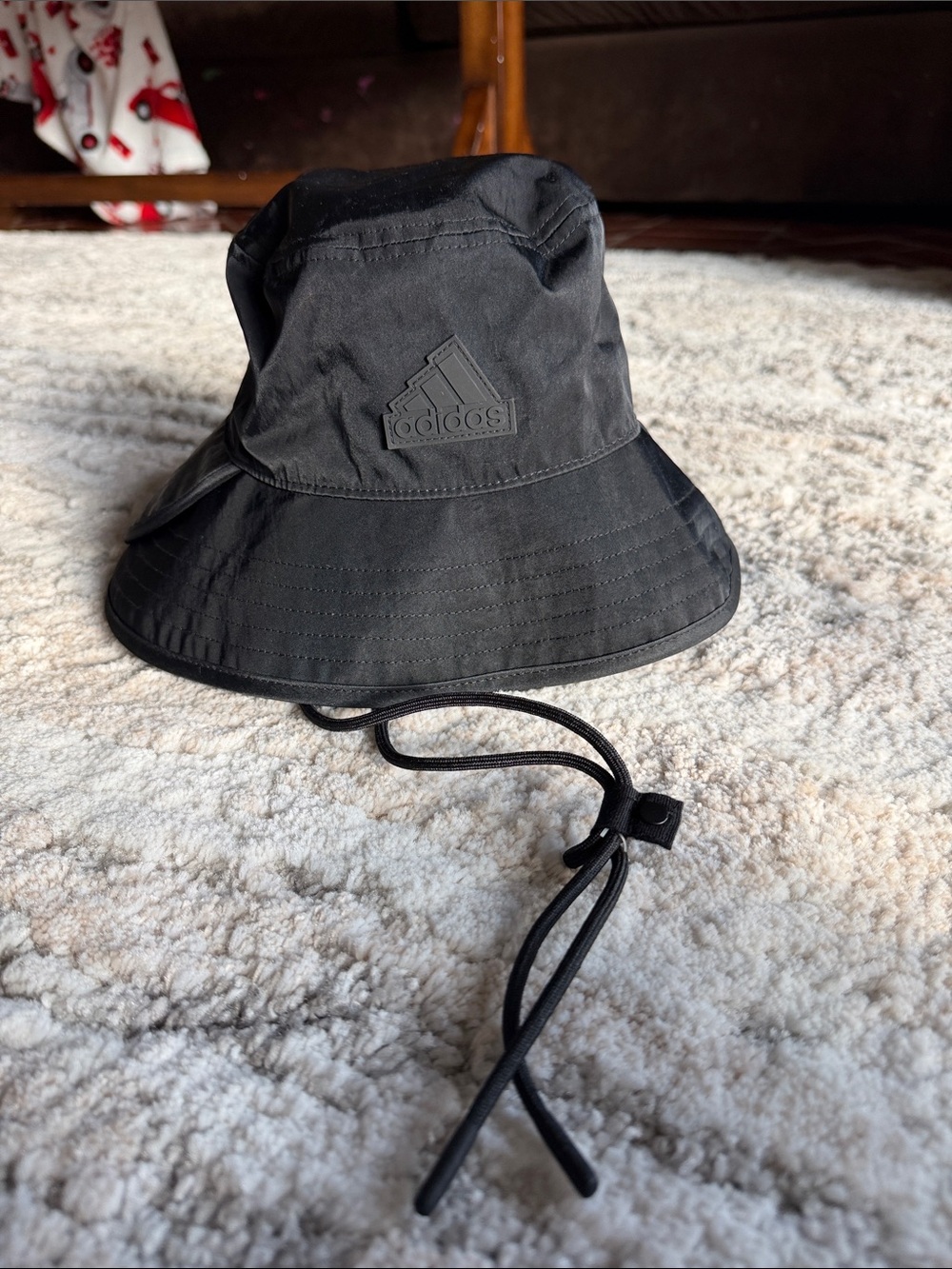 adidas Black Bucket Hat with Chin Strap